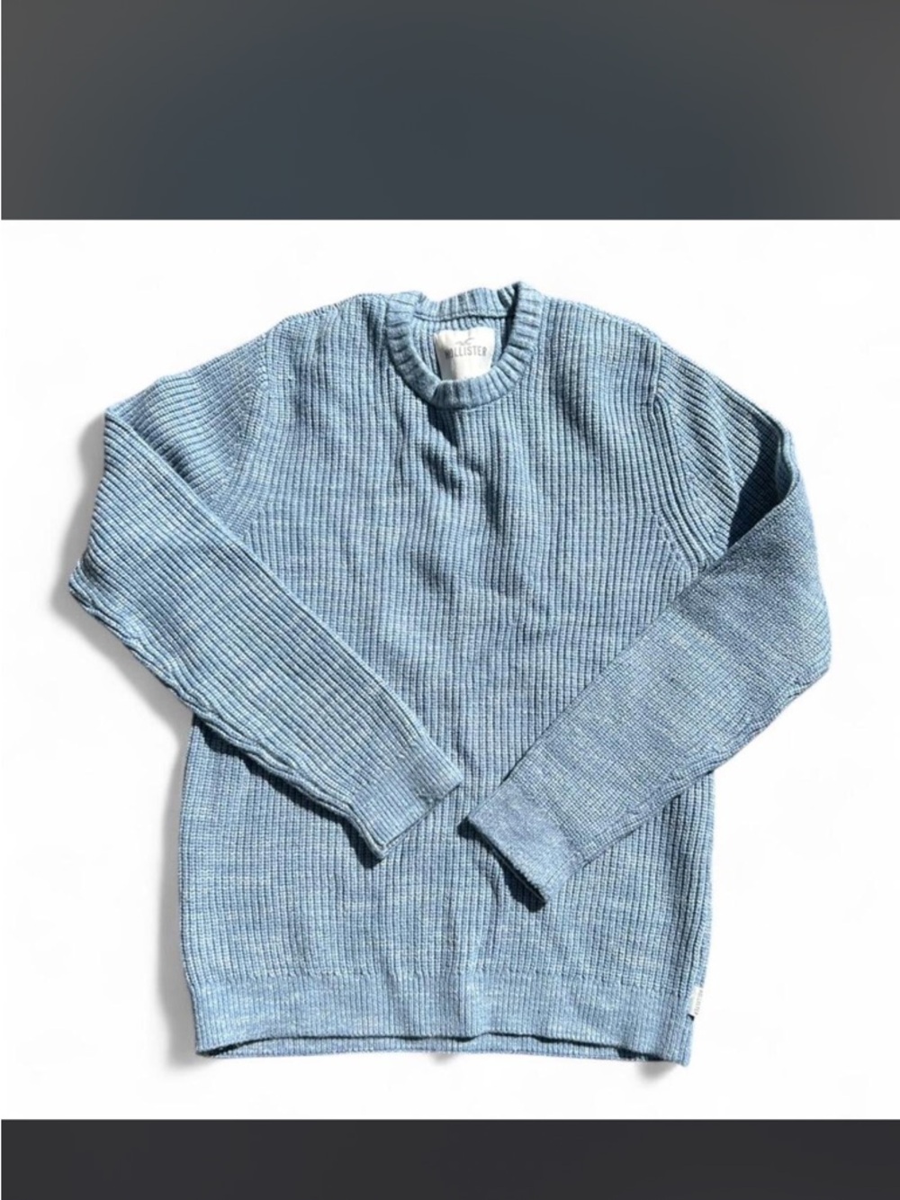 Hollister Men's Sky Blue Ribbed Crewneck Sweater size medium